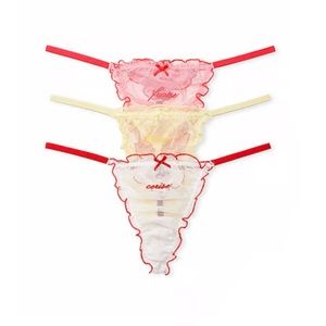 Victoria's Secret 3-Pack French Fruit
Embroidery V-String Panties Size Large